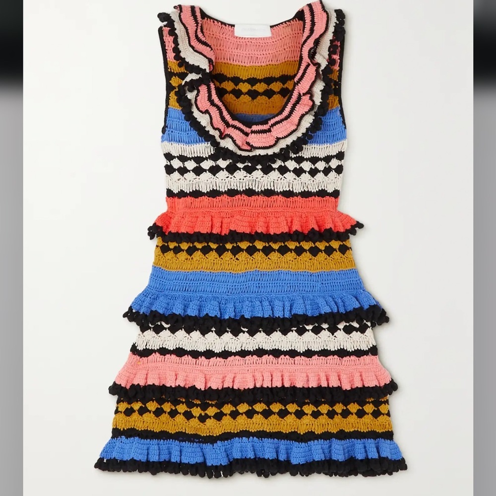 ZIMMERMANN Tiggy Frill crochet-knit cotton mini dress - Picture 2 of 6